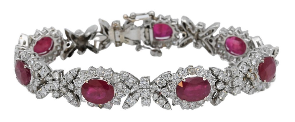 18K white gold ruby and diamond bracelet, est. $3,000-$5,000