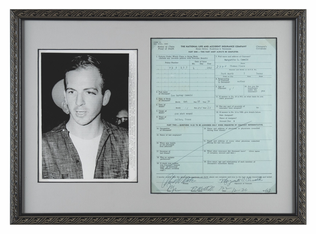 Original notice of insurance claim for Lee Harvey Oswald, $79,436