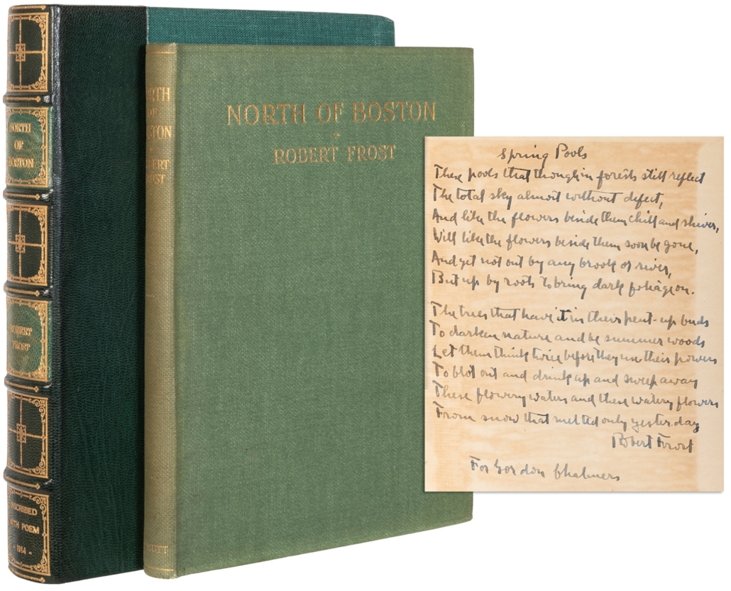 Presentation copy of Robert Frost’s North of Boston, est. $10,000-$15,000