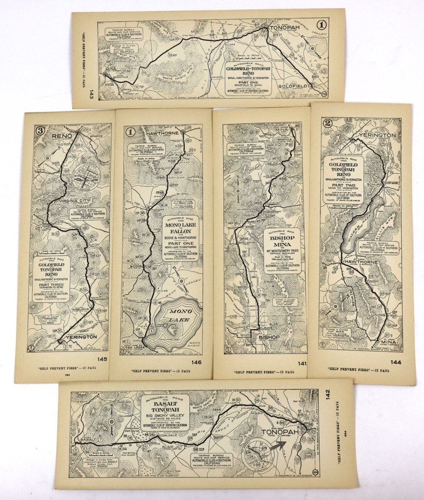 Group of six vintage Auto Club of Southern California maps, est. $70-$120