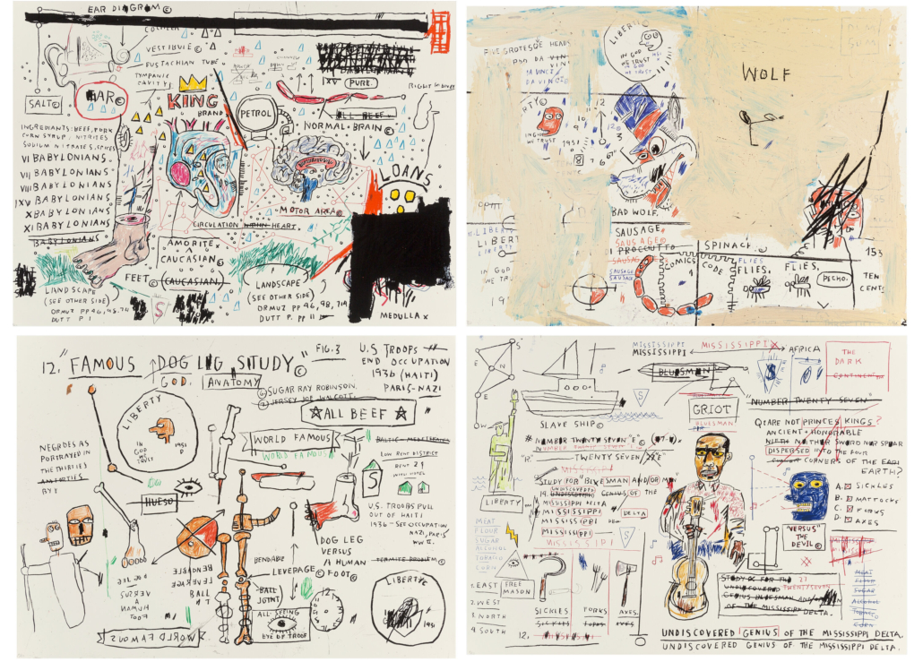 Jean-Michel Basquiat, group of four screenprints from 1982-1983 in their original box, est. $30,000-$40,000. Image courtesy of Heritage Auctions