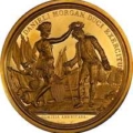 The gold medal was created to honor Revolutionary War Gen. Daniel Morgan and his victory at the 1781 Battle of Cowpens. It was struck in 1839 at the Philadelphia Mint. Image courtesy of Stack’s Bowers www.StacksBowers.com
