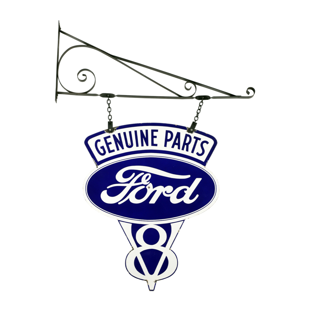Canadian Ford V8 dealer double-sided porcelain sign from the 1930s, est. CA$7,000-$8,000