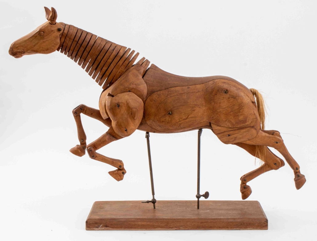 French articulated artist’s wooden horse model, est. $1,500-$2,500