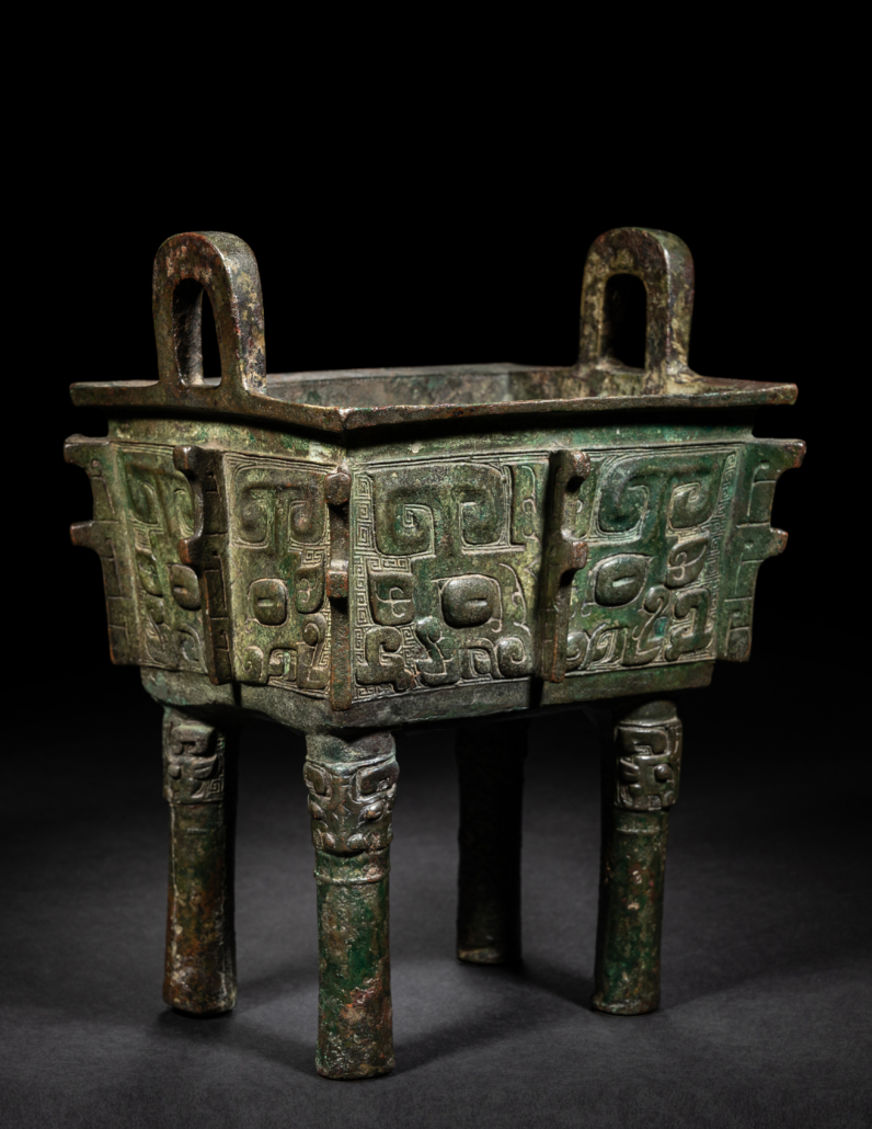 Archaic bronze rectangular food vessel, Fangding, $487,500