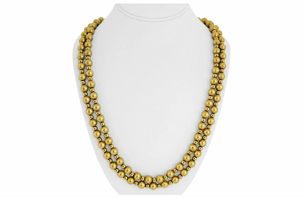 14K gold ladies' two-strand ball bead necklace, est. $7,000-$8,000