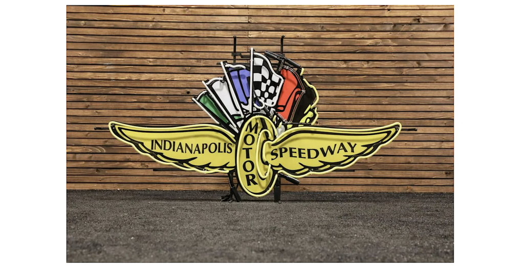 Indianapolis 500 enamel on metal neon sign, est. $10-$10,000