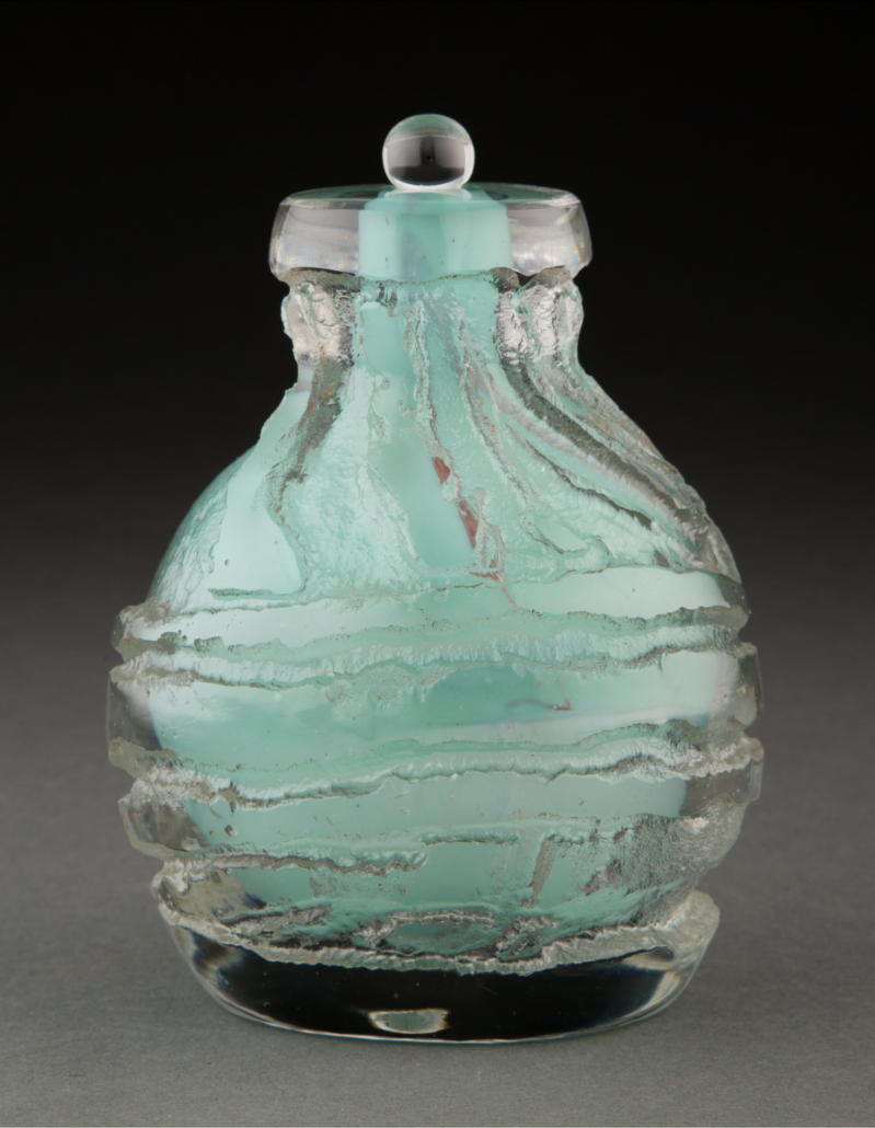 Maurice Marinot acid-etched and internally decorated glass perfume bottle, est. $40,000-$60,000. Image courtesy of Heritage Auctions