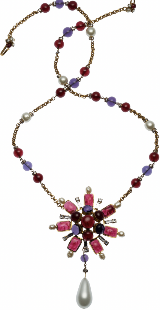 Chanel pink and purple Gripoix pearl and crystal burst pendant necklace, est. $6,000-$8,000. Image courtesy of Heritage Auctions