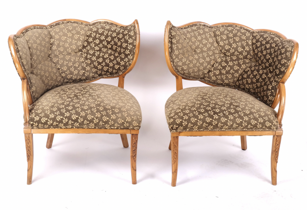 French Art Deco boudoir chairs, est. $700-$1,000