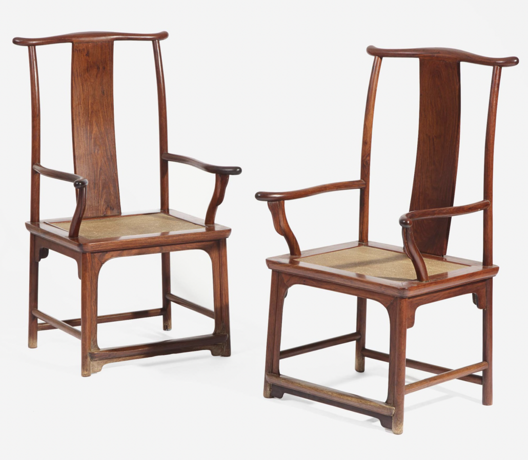 Pair of Chinese huanghuali armchairs, $948,000
