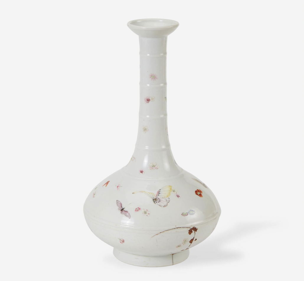 Chinese famille-rose-decorated Butterflies and Blossoms vase, $189,000