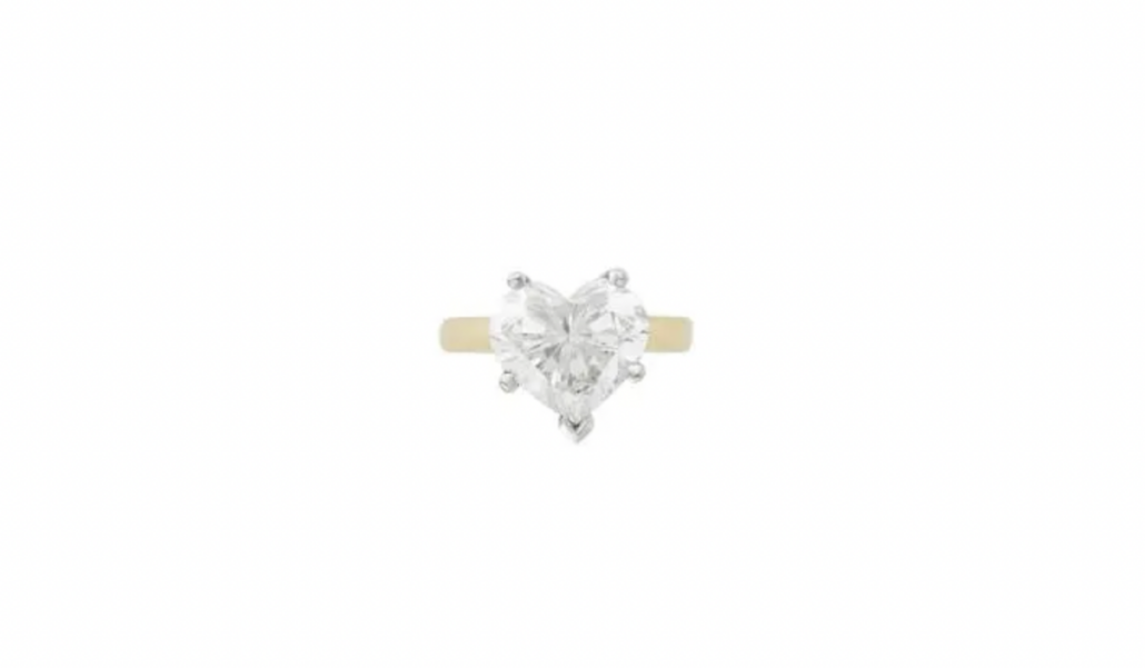 Heart-shaped diamond ring weighing 5.02 carats, $37,800