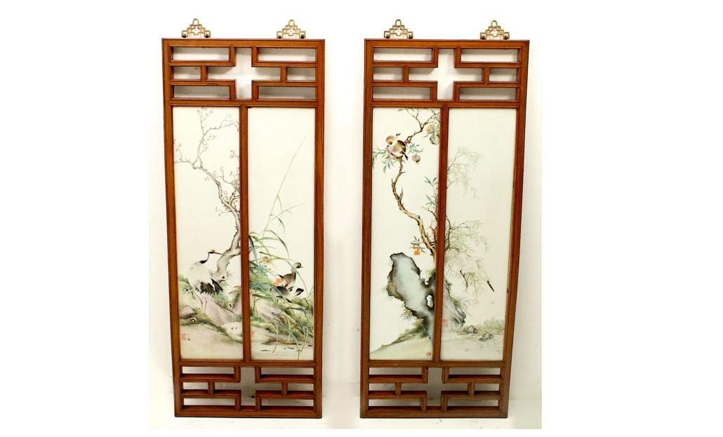  A pair of 20th-century Chinese porcelain plaques, estimated at $400-$600, sold for $137,500 at Clements on April 2.