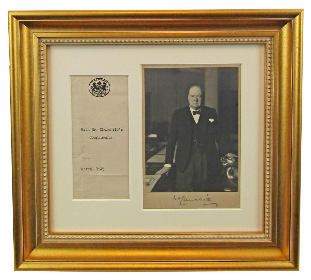  Signed photographic portrait of British Prime Minister Winston Churchill, est. $4,000-$5,000