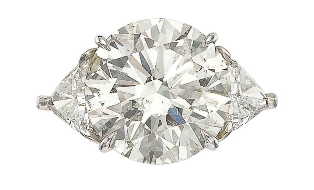Platinum ring featuring a 19.02 carat round brilliant-cut diamond, est. $150,000-$200,000. Image courtesy of Heritage Auctions