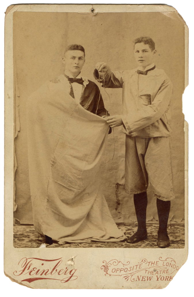 Earliest known photograph of Harry Houdini (with his brother, Theo) performing the Metamorphosis trick, est. $15,000-$25,000
