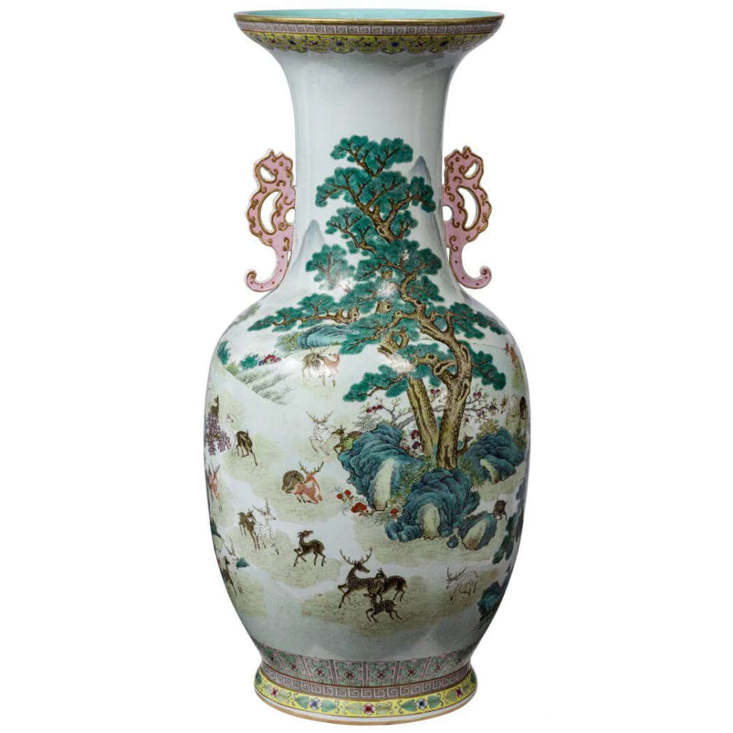 Large famille rose vase with a Hundred Deer motif, est. €3,000-€6,000