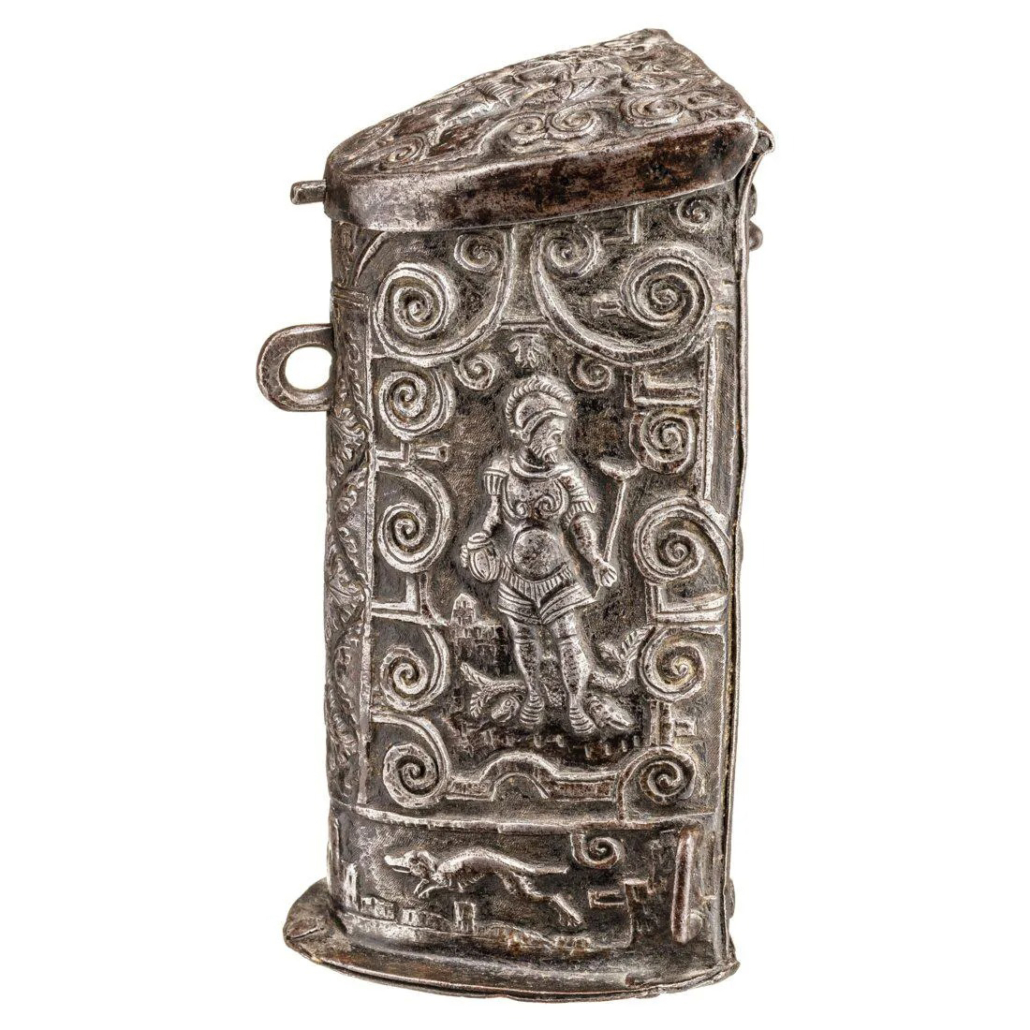 16th-century German cartridge box made from sheet iron, est. €5,500-€11,000