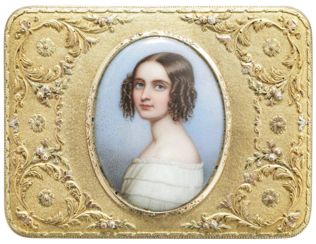 Circa-1850 gift box featuring a portrait of Princess Alexandra Amalie of Bavaria, est. €7,500-€15,000