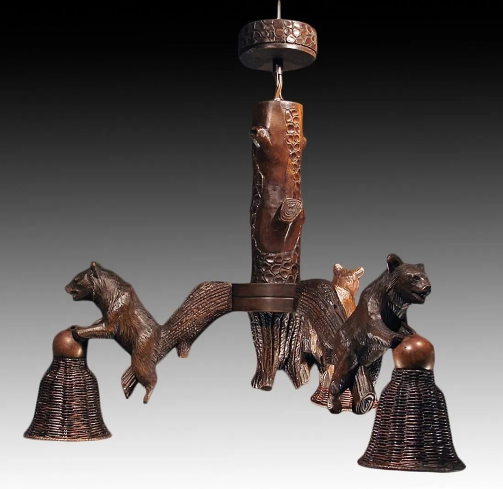 Circa-1900 Black Forest carved bear chandelier, est. $1,800-$4,500