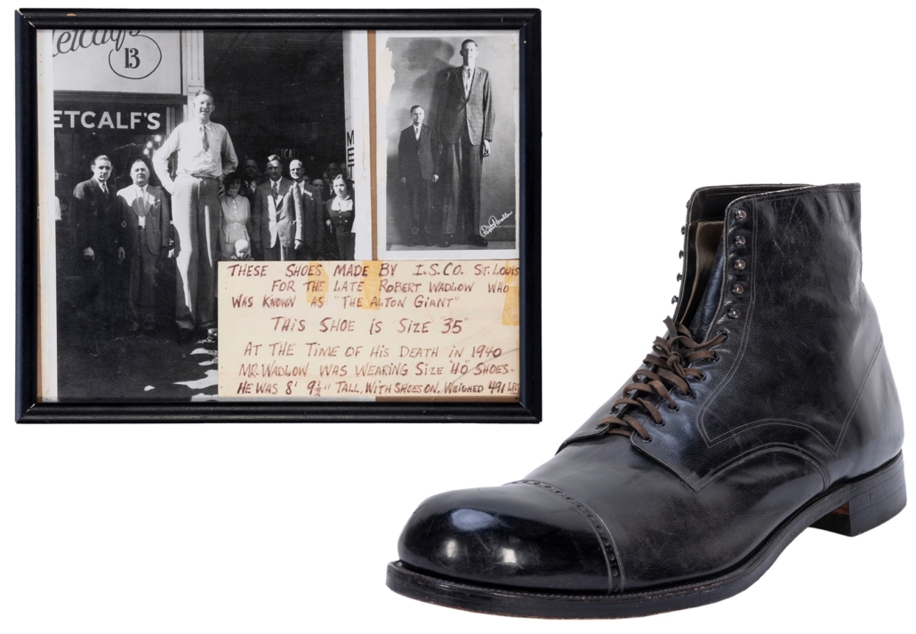 Size 35 sample shoe based on a pair made for Robert Wadlow, the tallest man who ever lived, $5,280
