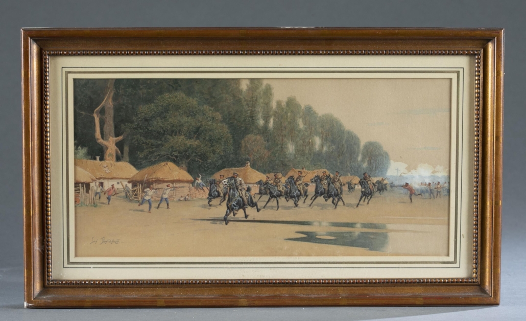 Watercolor on paper by Ivan Petrovich, est. $1,500-$2,000. Image courtesy of Quinn’s Auction Galleries