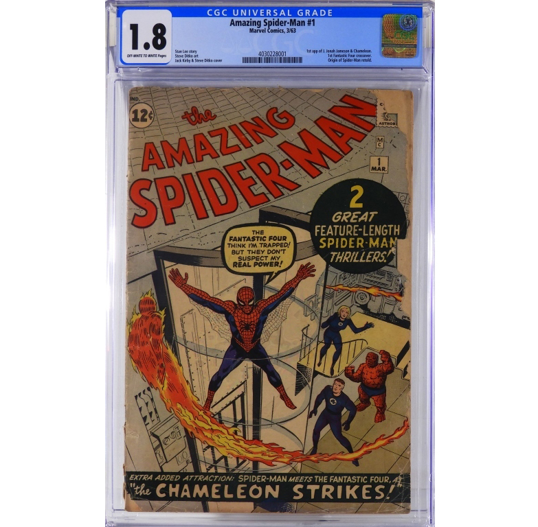 Copy of Marvel Comics Amazing Spider-Man #1 (March 1963), graded CGC 1.8, the first appearance of J. Jonah Jameson and Chameleon, est. $6,000-$9,000