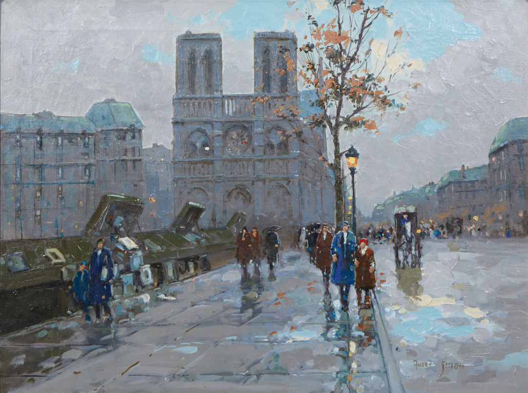 Andre Gisson painting of Notre Dame, est. $1,000-$2,000