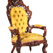 Rococo Revival rosewood cornucopia armchair, attributed to John Henry Belter, est. $10,000-$20,000