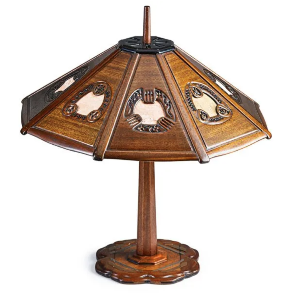 This table lamp, designed for the Blacker House, attained $410,000 plus the buyer’s premium in October 2015. Image courtesy of Rago Arts and Auction Center and LiveAuctioneers.