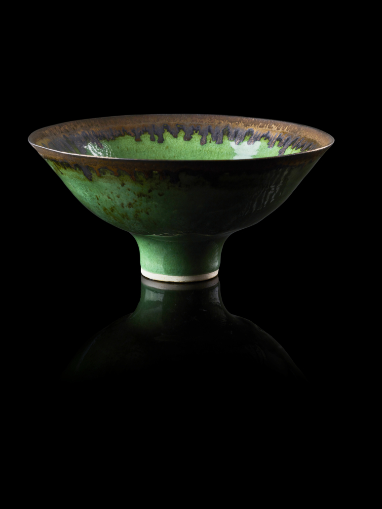  Lucie Rie footed bowl with jade-green body, £50,000