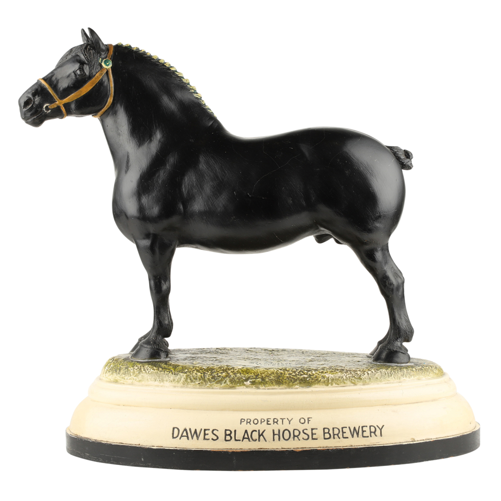 Circa-1930 statue made for the Dawes Black Horse Brewery by Ross Butler, CA$5,900