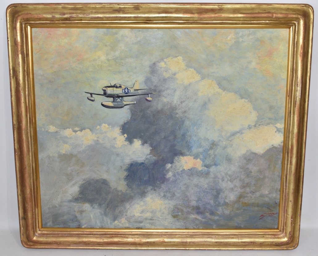 Eric Sloane circa-1945 painting of a World War II float plane, est. $25-$1,000