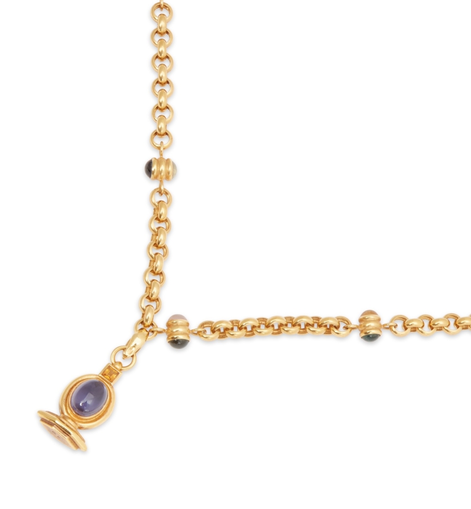 18K gold and gemstone necklace, $5,750