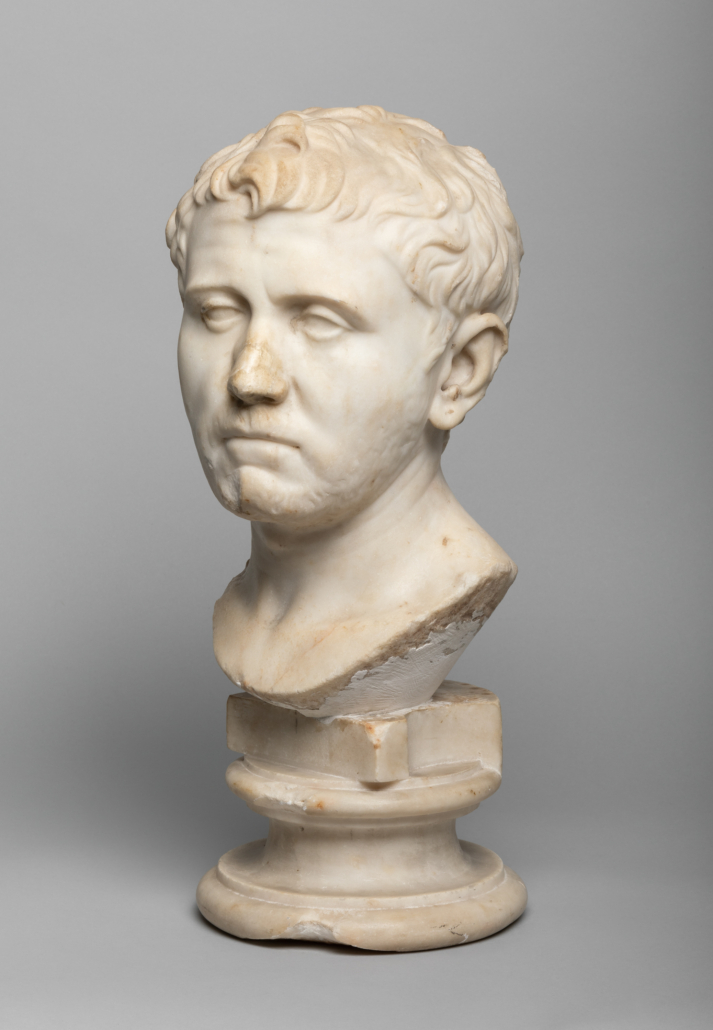 Portrait of a man, Roman, late 1st century BCE to the early 1st century, marble. Loaned by the Bavarian Administration of State-Owned Palaces, Gardens and Lakes
