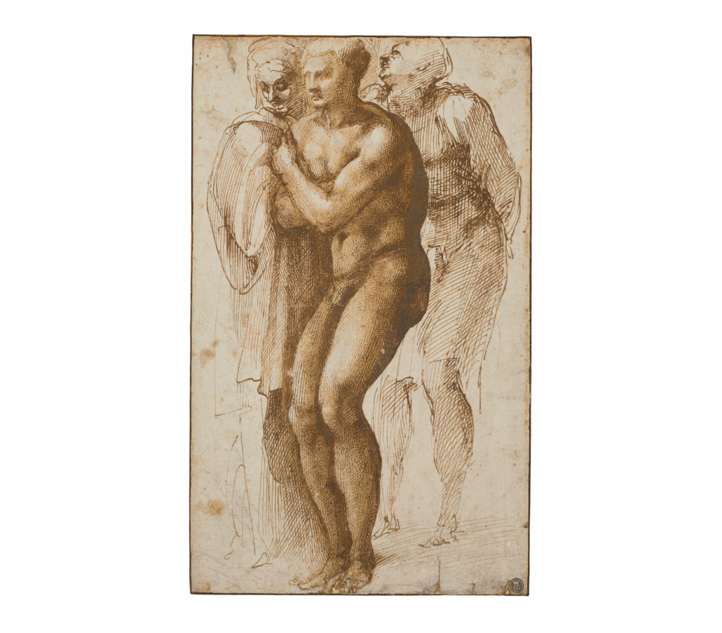 Michelangelo Buonarotti, ‘A nude young man (after Masaccio) surrounded by two figures,’ $24.3 million. Image courtesy of Christie’s Images Ltd. 2022