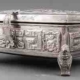 Peruvian sterling silver jewelry box with Inca decoration from the Beltran-Kropp collection, est. $2,000-$4,000