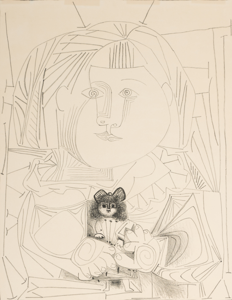 Pablo Picasso lithograph, ‘Paloma et sa Poupee,’ est. $20,000-$30,000