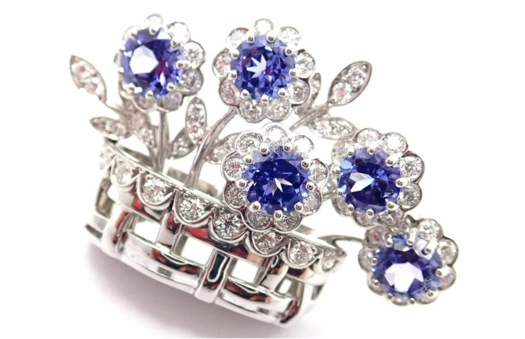  Tiffany & Co. platinum, diamond and sapphire flower basket brooch, est. $7,948-$8,670