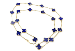 Van Cleef & Arpels 18K gold 20-motif Alhambra necklace in lapiz lazuli, est. $57,200-$62,400