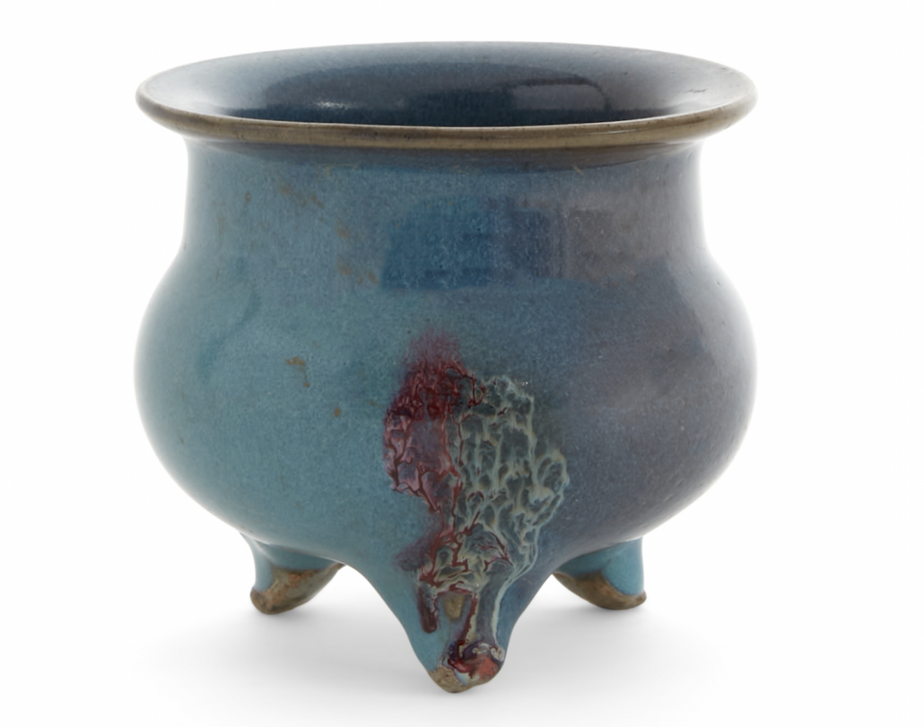 Chinese blue glazed Jun ware censer, est. $800-$1,200