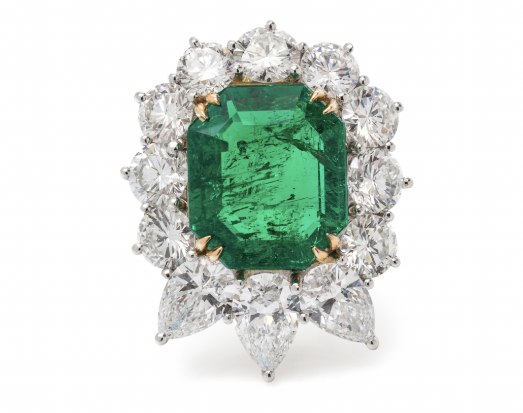 Emerald and diamond pendant/brooch by Jacques Timey for Harry Winston, est. $35,000-$55,000