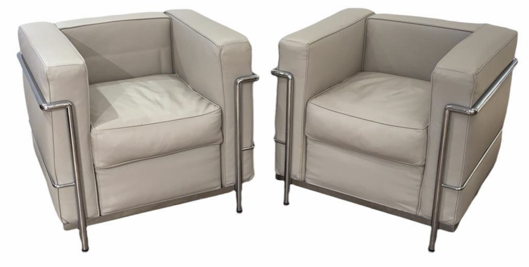 Le Corbusier LC2 style petit comfort lounge chairs for Gordon International, est. $500-$1,000