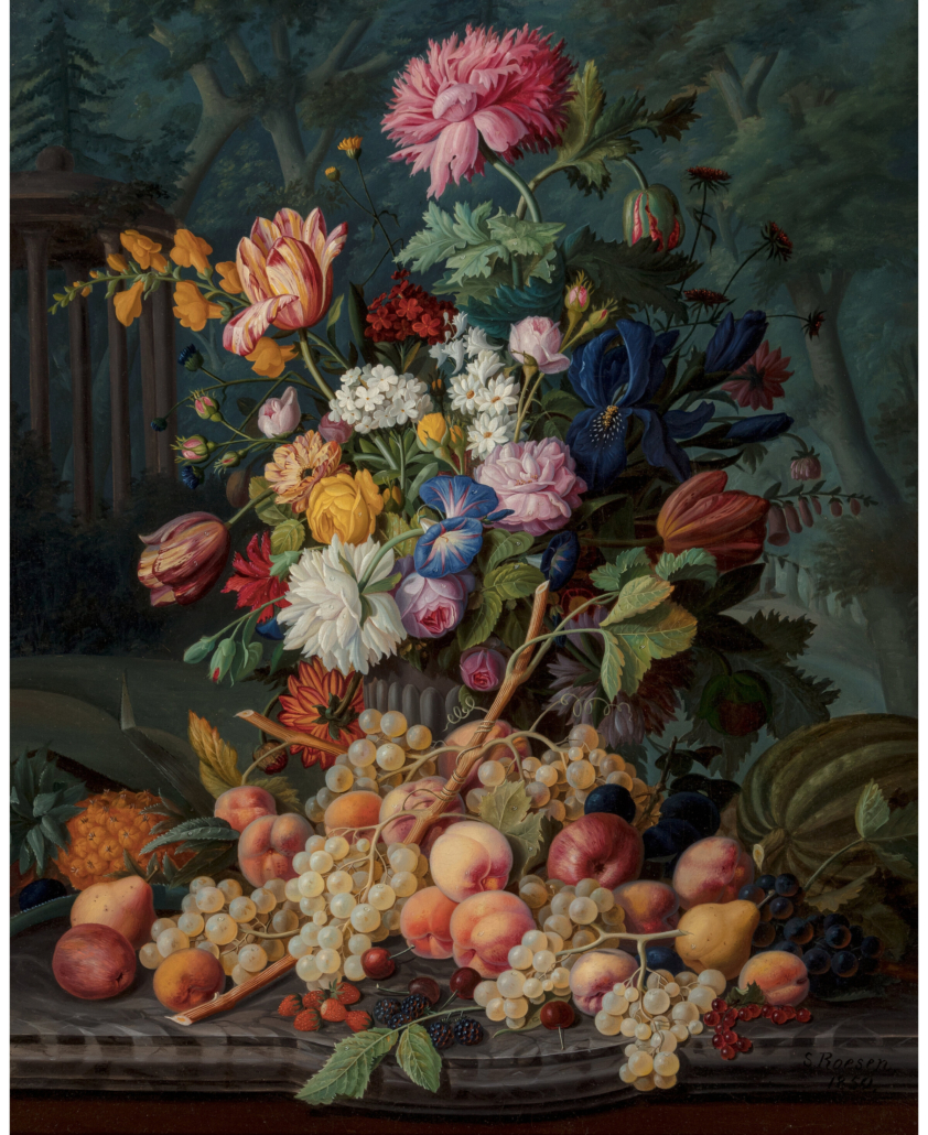 Severin Roesen, ‘Still Life with Fruit and Flowers in a Landscape,’ $300,000. Image courtesy of Heritage Auctions