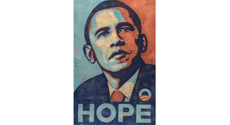 Shepard Fairey, ‘HOPE (Barack Obama),’ est. $300,000-$500,000. Image courtesy of Heritage Auctions