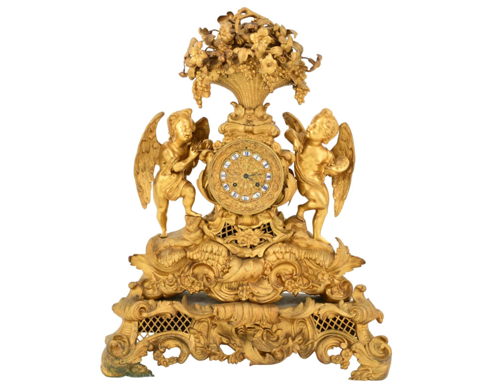 French Napoleon III gilt bronze mantel clock, est. $8,000-$12,000 