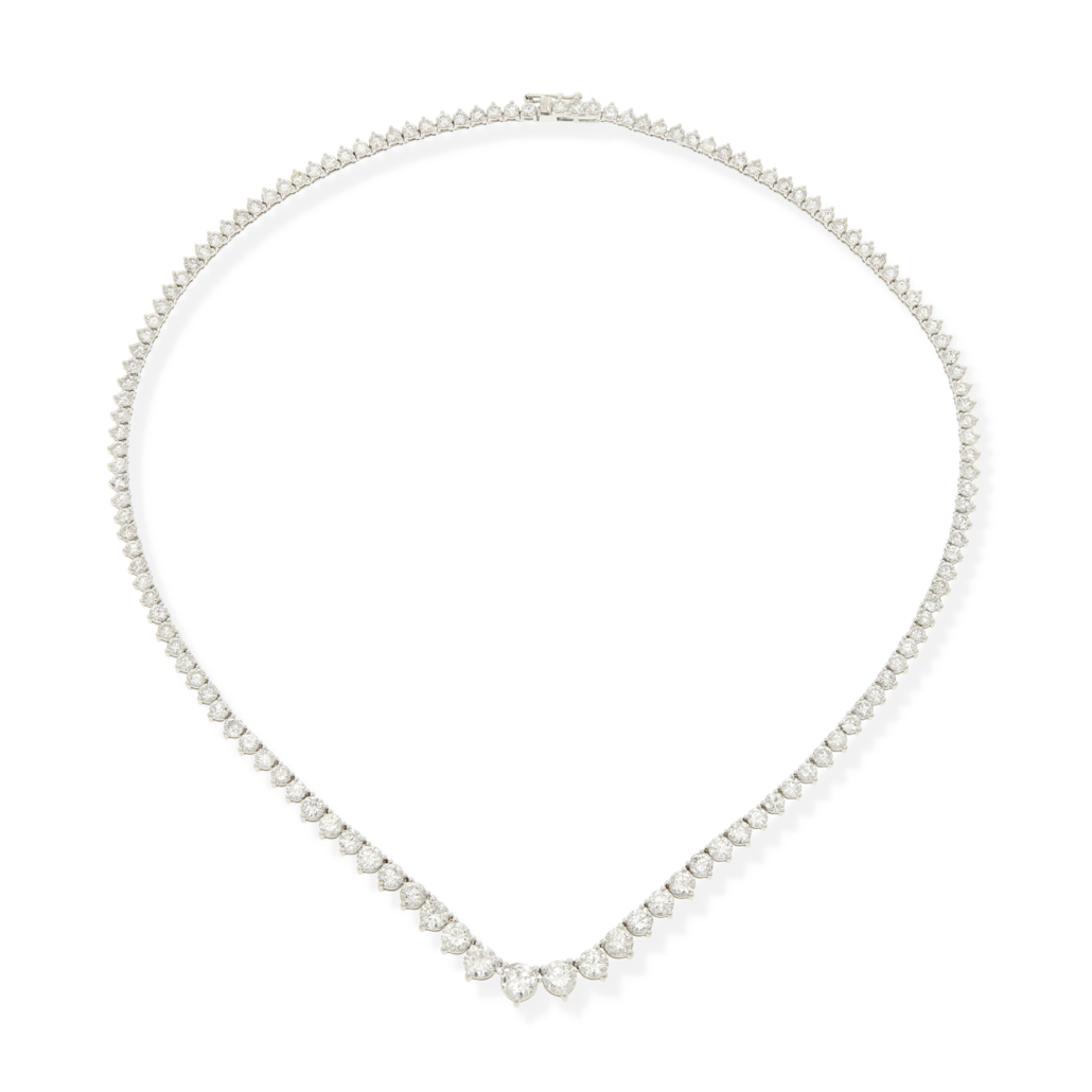 Graduated diamond necklace in 14K white gold, $8,750