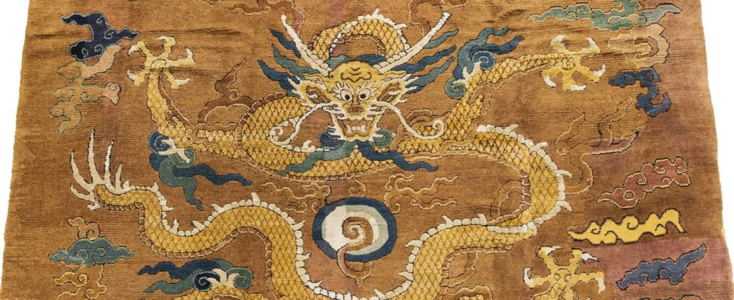 Detail of Ming Imperial dragon carpet, $324,500. Image courtesy of Skinner
