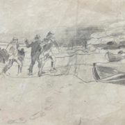 Winslow Homer (American, 1836-1910), ‘Untitled,’ aka ‘The Rescue Party,’ circa 1890s, graphite on paper, 5 ¼ by 8 ¼in. Gift of Helen and Michael Horn, 2022.